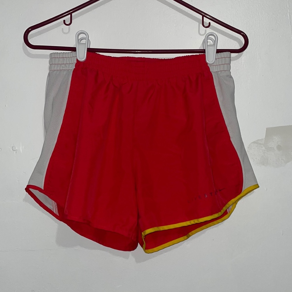 Size M Nike Livestrong Athletic Workout Shorts Red White Yellow